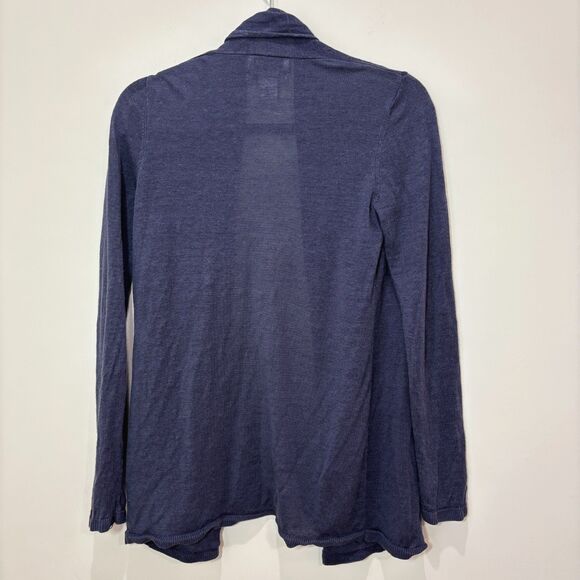 Rachel Zoe 100% Linen Open Front Cardigan Women S Blue Sweater CoastalCore Beach - Picture 4 of 7